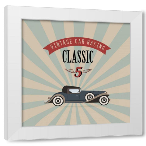 Vintage Racing 4 White Modern Wood Framed Art Print by GraphINC Studio