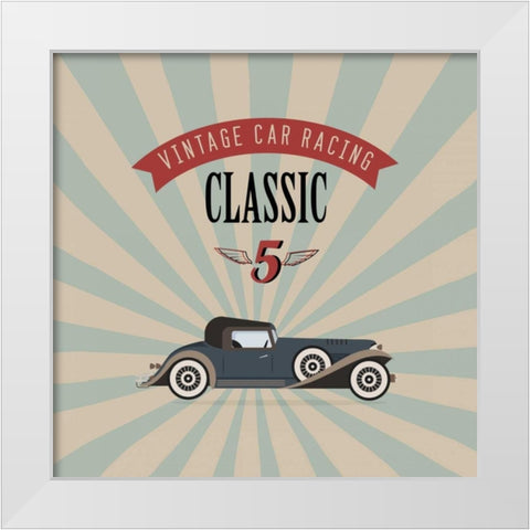 Vintage Racing 4 White Modern Wood Framed Art Print by GraphINC Studio
