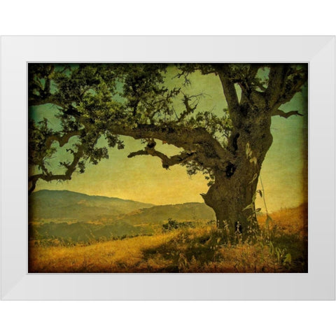 Blue Oak Hilltop White Modern Wood Framed Art Print by Guion, William