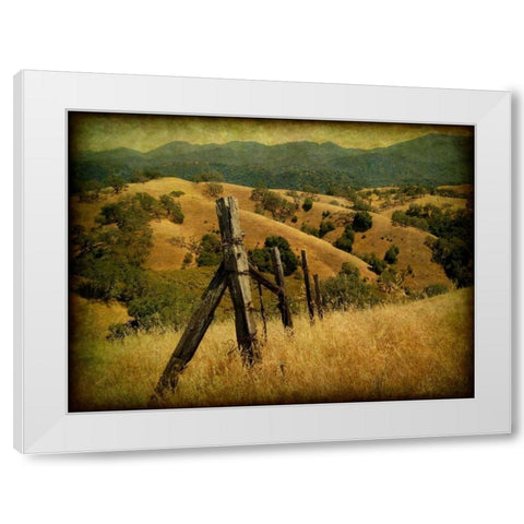 Weathered Ranch Fence White Modern Wood Framed Art Print by Guion, William