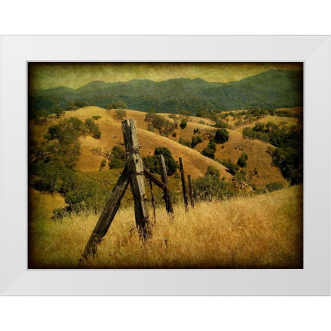 Weathered Ranch Fence White Modern Wood Framed Art Print by Guion, William