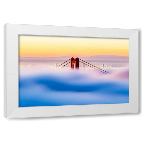 Across The Bay White Modern Wood Framed Art Print by Gordon, Dave