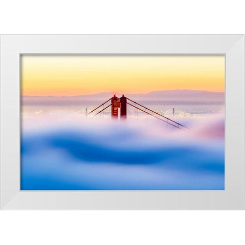 Across The Bay White Modern Wood Framed Art Print by Gordon, Dave