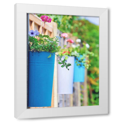 The Colored Pots White Modern Wood Framed Art Print by Goncalves, Adelino