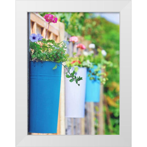 The Colored Pots White Modern Wood Framed Art Print by Goncalves, Adelino