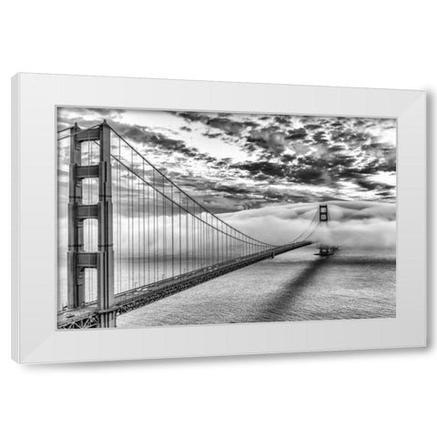 Evening Commute BW White Modern Wood Framed Art Print by Gordon, Dave