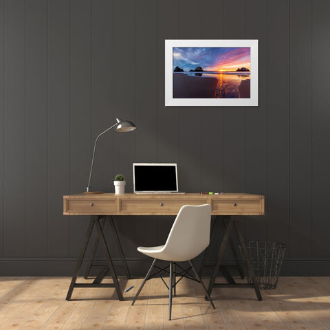 River of Gold White Modern Wood Framed Art Print by Gordon, Dave