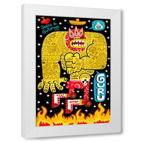 Guru White Modern Wood Framed Art Print by Gutierrez, Jorge R.