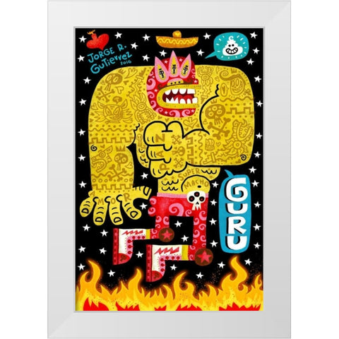 Guru White Modern Wood Framed Art Print by Gutierrez, Jorge R.