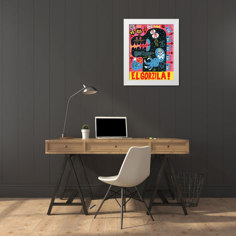 Monstro White Modern Wood Framed Art Print by Gutierrez, Jorge R.
