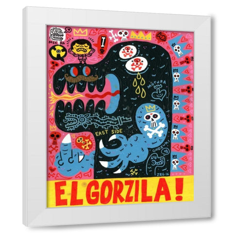 Monstro White Modern Wood Framed Art Print by Gutierrez, Jorge R.