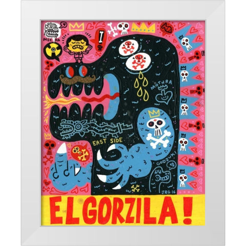 Monstro White Modern Wood Framed Art Print by Gutierrez, Jorge R.