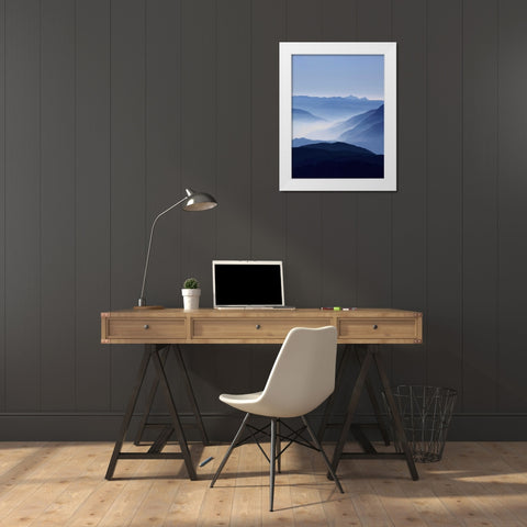 Blue Mountains White Modern Wood Framed Art Print by Greer, Lexie