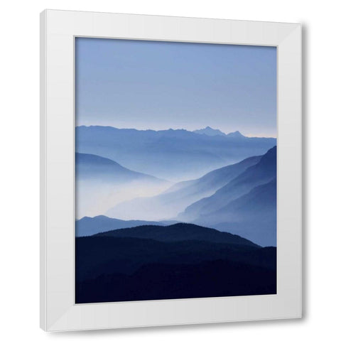 Blue Mountains White Modern Wood Framed Art Print by Greer, Lexie