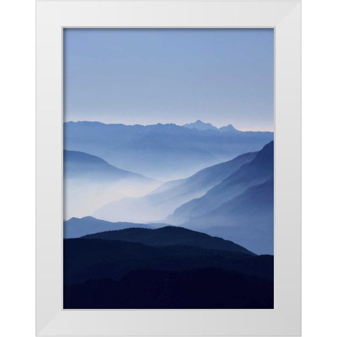 Blue Mountains White Modern Wood Framed Art Print by Greer, Lexie