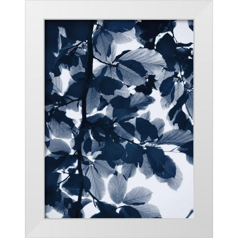 Indigo Leaves White Modern Wood Framed Art Print by Greer, Lexie