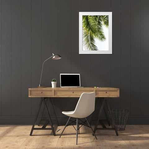 Palm Leaves White Modern Wood Framed Art Print by Greer, Lexie