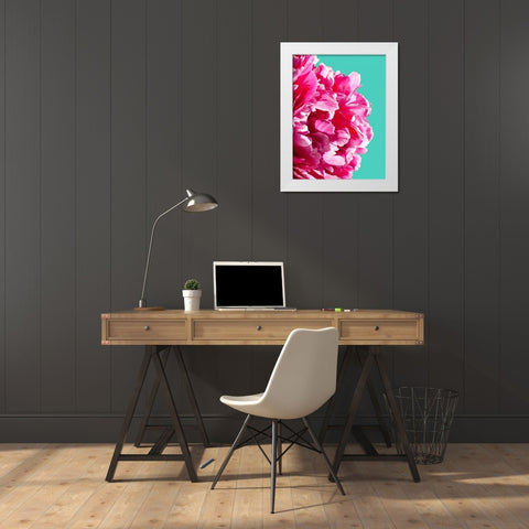 Pink Peony White Modern Wood Framed Art Print by Greer, Lexie