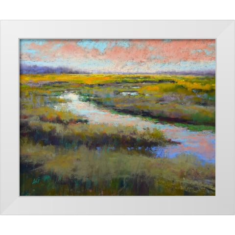 A Glimmer on the Marsh White Modern Wood Framed Art Print by Gos, Alejandra