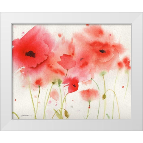 Red Poppies White Modern Wood Framed Art Print by Golden, Sheila