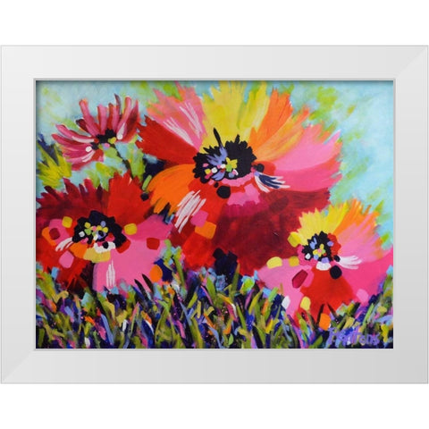 Big Red Poppies White Modern Wood Framed Art Print by Gatens, Pamela