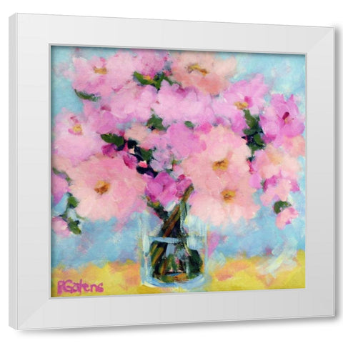 Bright Pink Peony White Modern Wood Framed Art Print by Gatens, Pamela