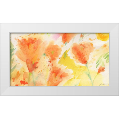 Windblown Poppies #1 White Modern Wood Framed Art Print by Golden, Sheila