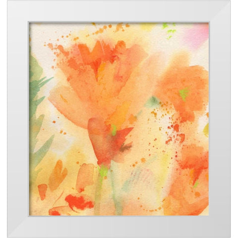 Windblown Poppies #2 White Modern Wood Framed Art Print by Golden, Sheila