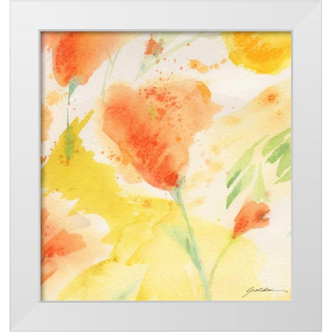 Windblown Poppies #3 White Modern Wood Framed Art Print by Golden, Sheila