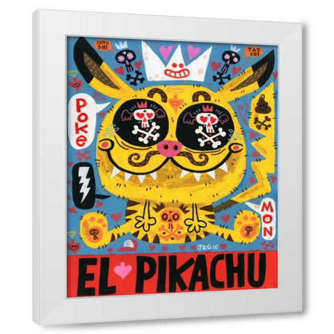 Magic Japanese Cockfighting White Modern Wood Framed Art Print by Gutierrez, Jorge R.