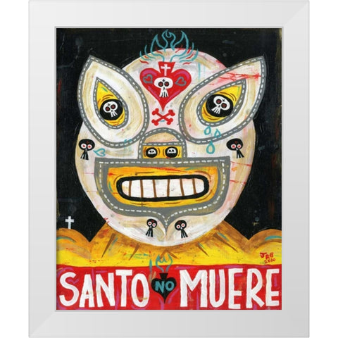 Santo White Modern Wood Framed Art Print by Gutierrez, Jorge R.