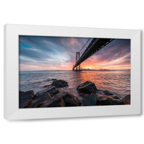Golden Light Explosion White Modern Wood Framed Art Print by Getty, Bruce