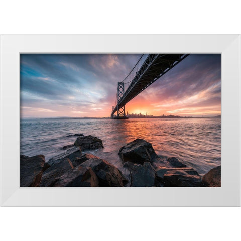 Golden Light Explosion White Modern Wood Framed Art Print by Getty, Bruce