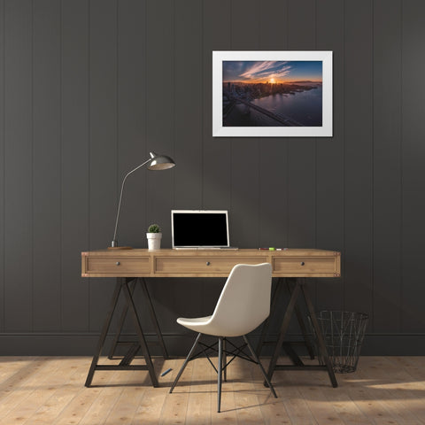 Sunset Explosion White Modern Wood Framed Art Print by Getty, Bruce