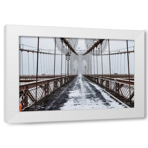 The Brooklyn Bridge White Modern Wood Framed Art Print by Getty, Bruce
