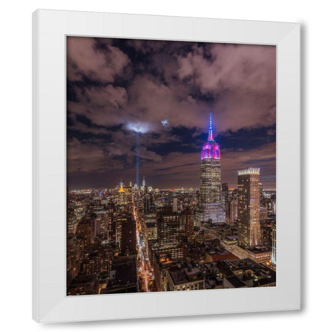 The Crescent Moon with the Tribute Lights White Modern Wood Framed Art Print by Getty, Bruce