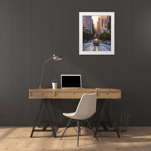 The Trolly White Modern Wood Framed Art Print by Getty, Bruce