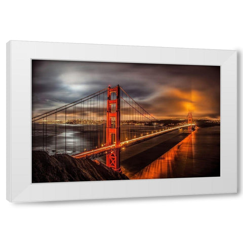 Golden Gate Evening White Modern Wood Framed Art Print by Gavrilis, John
