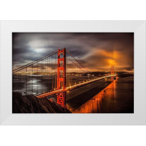 Golden Gate Evening White Modern Wood Framed Art Print by Gavrilis, John