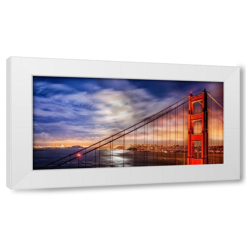 N. Tower Panorama - GG Bridge White Modern Wood Framed Art Print by Gavrilis, John