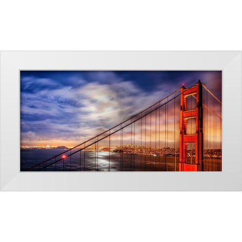 N. Tower Panorama - GG Bridge White Modern Wood Framed Art Print by Gavrilis, John
