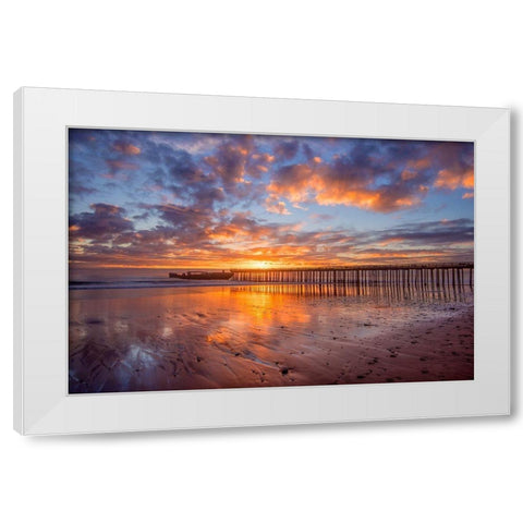 Cement Ship Sunset White Modern Wood Framed Art Print by Gavrilis, John