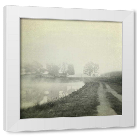 Foggy Sunrise White Modern Wood Framed Art Print by Hanna, Dawn D.