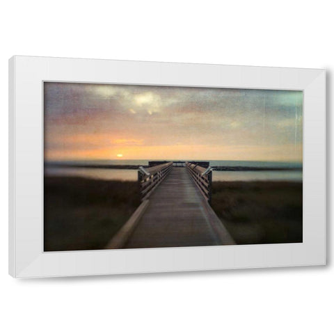 Sunset Pier White Modern Wood Framed Art Print by Hanna, Dawn D.