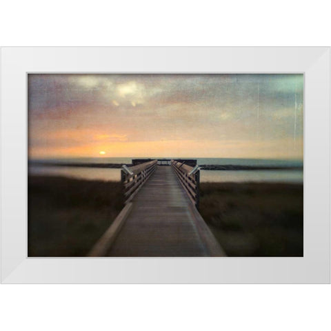 Sunset Pier White Modern Wood Framed Art Print by Hanna, Dawn D.