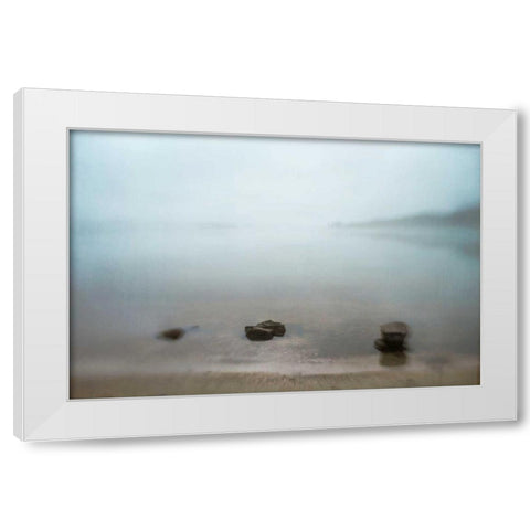 Three Rocks White Modern Wood Framed Art Print by Hanna, Dawn D.