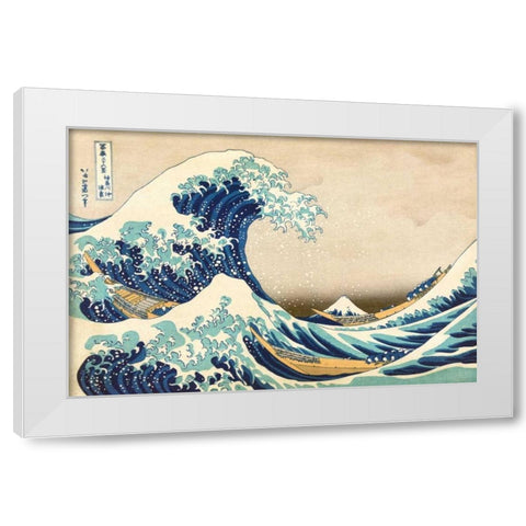 The Great Wave off Kanagawa White Modern Wood Framed Art Print by Hokusai, Katsushika