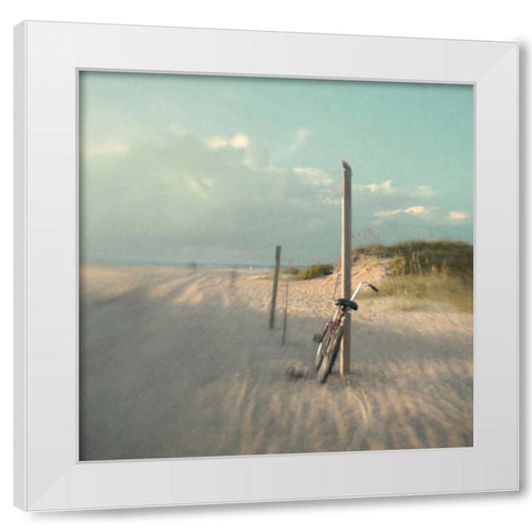 Biking on Ocracoke White Modern Wood Framed Art Print by Hanna, Dawn D.