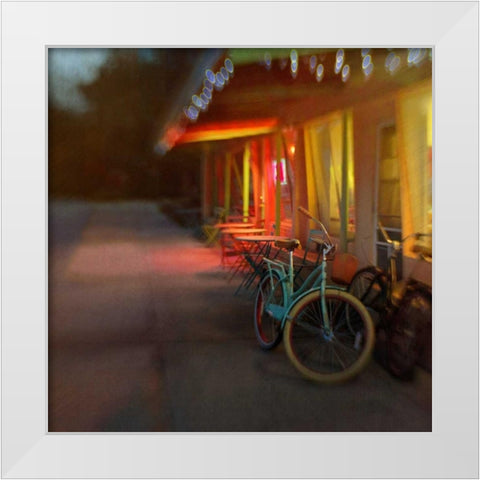 Jenniferâ€™s Bike White Modern Wood Framed Art Print by Hanna, Dawn D.