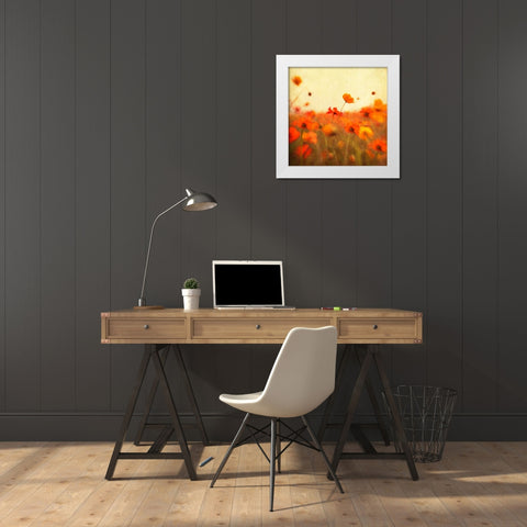 Orange Happiness White Modern Wood Framed Art Print by Hanna, Dawn D.